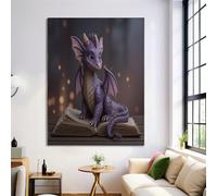 Art Cuadros Estilo de dibujos animados en lienzo Púrpura,50 x 70 cm, Xiaolong se sentó en el árbol., impresiones artísticas sobre lienzo, para salón, dormitorio, decoración de pared, sin marco