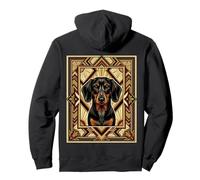 Art Deco Dachshund Perro Doxie Negro y marrón Sudadera con Capucha