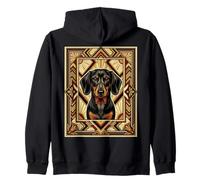 Art Deco Dachshund Perro Doxie Negro y marrón Sudadera con Capucha