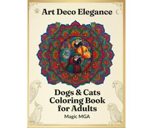 Art Deco Elegance - Dogs & Cats Coloring Book for Adults: A collection of detailed illustrations of cats, dogs, parrots, and cosmic pet mandalas for relaxation. Discover a new world of coloring.