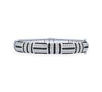 Art Deco Estilo Geométrico Negro Blanco Cúbico Zirconia Cz Pulsera Llamativo Para Mujer De Plata Chapada En Latón