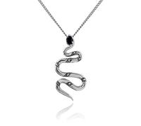 Art Déco Estilo Pera Negro Spinel Y Marcasita Serpiente Collar En Plata de Ley