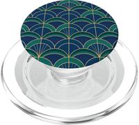 Art Deco Fan Pattern Vintage Style Blue Green PopSockets PopGrip para MagSafe