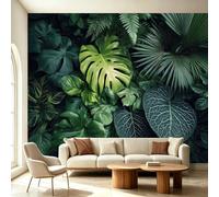 Art Deco - Mural de pared para dormitorio, sala de estar, planta Monstera, hojas de palma, venas, efecto 3D, papel pintado fotográfico, 300 x 210 cm, no tejido, arte de pared XL, moderno, comedor
