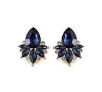 Art Deco - Pendientes de estilo antiguo vintage con diseño de pera azul marino y diamantes de imitación para dama de honor, boda, graduación, etc.