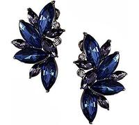 Art Deco - Pendientes de estilo antiguo vintage con zafiro azul y diamantes de imitación