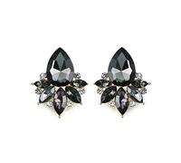 Art Deco - Pendientes de estilo antiguo vintage de color gris pizarra con diamantes de imitación, para dama de honor, boda, graduación