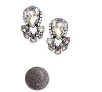 Art Deco - Pendientes estilo retro, estilo antiguo, con forma de pera, diamantes de imitación y diamantes de imitación