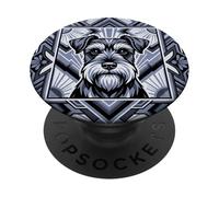 Art Deco Schnauzer Perro Retro Geométrico PopSockets PopGrip Adhesivo