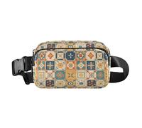Art Decor - Riñonera retro con diseño de bigote para mujeres, hombres y adolescentes, para ciclismo, senderismo, gimnasio, Azulejos sin costuras portugués, español, italiano, 1 Size