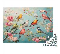 Art Des oiseaux printaniersPuzzles Pour Adultes 70x50cm/1000pcs,Jeux De Défi Style de Jardin d'oiseaux coloré