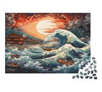 Art Des vagues Cadeau Unique Décoration Intérieure Illustration de Style japonais Jeu Éducatif Challenge Toy Adultes & Enfants Des 14 ANS 70x50cm/1000pcs