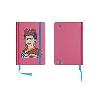 art&design24 - Cuaderno I'm Frida, tamaño 9 x 14 cm, fucsia, bloc de notas con 240 páginas, hojas de papel ecológico, fabricado en Italia, notas con marcador y goma elástica