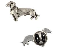 Art-Dog Edición única Insignia de Perro de Plata Elegante Ataúd - Hecha a Mano Plateada - Broches Mujer - Broche de Plata - Teckel - 1,6x2,5x4cm