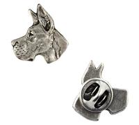 Art-Dog Edición única Insignia de Perro de Plata Elegante Ataúd - Hecha a Mano Plateada - Broches Mujer - Broche de Plata - Great Dane I - 2,1x1,9x3cm