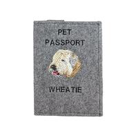 Art-Dog Funda para Pasaporte para Perros - Funda de Fieltro Hecha a Mano con Patrón Bordado - Funda para Pasaporte de Viaje para Mascotas para Perros - 17x12,5cm - Irish Soft Coated Wheaten Terrier