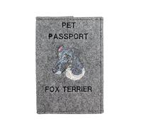 Art-Dog Funda para Pasaporte para Perros - Funda de Fieltro Hecha a Mano con Patrón Bordado - Funda para Pasaporte de Viaje para Mascotas para Perros - 17x12,5cm - Fox Terrier Smooth