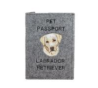 Art-Dog Funda para Pasaporte para Perros - Funda de Fieltro Hecha a Mano con Patrón Bordado - Funda para Pasaporte de Viaje para Mascotas para Perros - 17x12,5cm - Labrador Retriever