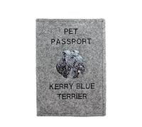 Art-Dog Funda para Pasaporte para Perros - Funda de Fieltro Hecha a Mano con Patrón Bordado - Funda para Pasaporte de Viaje para Mascotas para Perros - 17x12,5cm - Kerry Blue Terrier