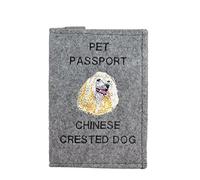 Art-Dog Funda para Pasaporte para Perros - Funda de Fieltro Hecha a Mano con Patrón Bordado - Funda para Pasaporte de Viaje para Mascotas para Perros - 17x12,5cm - Chinese Crested Dog