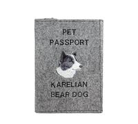 Art-Dog Funda para Pasaporte para Perros - Funda de Fieltro Hecha a Mano con Patrón Bordado - Funda para Pasaporte de Viaje para Mascotas para Perros - 17x12,5cm - Karelian Bear Dog