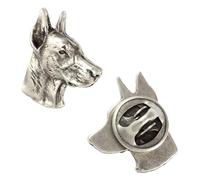 Art-Dog Insignia de Alfiler de Perro de Plata de Edición única - Hecha a Mano Plateada - Broches para Mujer - Alfileres Divertidos - Broche de Plata - Doberman I - 2x1,8x3cm