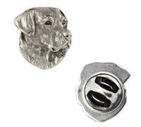 Art-Dog Insignia de Alfiler de Perro de Plata de Edición única - Hecha a Mano Plateada - Broches para Mujer - Alfileres Divertidos - Broche de Plata - Labrador Retriever - 1,8x1,6x4,5cm
