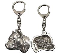 Art-Dog Lindo llavero para perro - Colección exclusiva Lindo llavero American Staffordshire Terrier II - Lindos llaveros plateados en un hermoso ataúd - 4,5x4,2x9cm