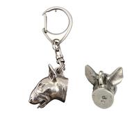 Art-Dog Lindo Llavero Perro - Colección Exclusiva Lindo Llavero Bull Terrier 3D - Lindos Llaveros Chapados en Plata con Cerradura de 2,5 cm - Regalos para Amantes de los Perros - 2,7x2,5x9,3cm