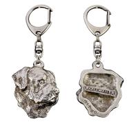 Art-Dog Lindo Llavero Perro - Colección Exclusiva Lindo Llavero Rottweiler I - Lindos Llaveros Chapados en Plata con Cerradura de 2,5 cm - Regalos para Amantes de los Perros - 5,1x3,7x9,4cm