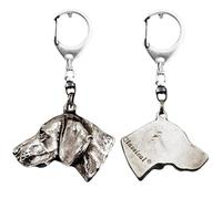Art-Dog Lindo Llavero Perro - Colección Exclusiva Lindo Llavero Weimaraner - Lindos Llaveros Chapados en Plata con Cerradura de 2,5 cm - Regalos para Amantes de los Perros - 4x4,2x8,9cm