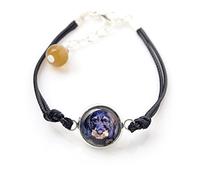 Art-Dog Pulsera foto de perro | Pulsera de cordón hecha a mano con piedra natural | Joyería antialérgica | Teckel de pelo duro