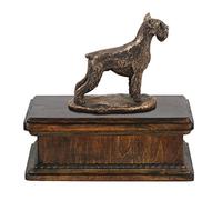 Art-Dog Urna Conmemorativa con Estatua de Mamá Sentada Personalizada - Bronce Fundido en frío Hecha a Mano sobre Base de Abedul - 24,5x29x21cm - 5l - Schnauzer