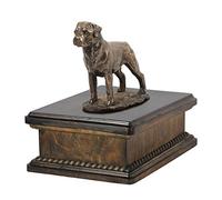 Art-Dog Urna Conmemorativa con Estatua de Mamá Sentada Personalizada - Bronce Fundido en frío Hecha a Mano sobre Base de Abedul - 24,5x29x21cm - 5l - Rottweiler