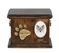 Art-Dog Urna Conmemorativa Geométrica Personalizada para Perros - Urna de Madera Hecha a Mano - Caja de Cremación para Cenizas de Perros - 8,3x11,4x8,7” - Chihuahua yo