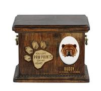 Art-Dog Urna Conmemorativa Geométrica Personalizada para Perros - Urna de Madera Hecha a Mano - Caja de Cremación para Cenizas de Perros - 8,3x11,4x8,7” - Chow Chow