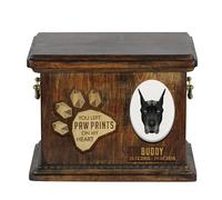 Art-Dog Urna Conmemorativa Geométrica Personalizada para Perros - Urna de Madera Hecha a Mano - Caja de Cremación para Cenizas de Perros - 8,3x11,4x8,7” - Gran danés yo