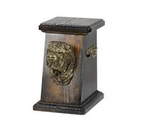 Art-Dog Urna Conmemorativa para Perros Personalizada - Cabeza de Perro de Bronce Fundido en Frío sobre Base de Abedul - 19cmx32cmx30cm - Shar-Pei