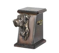 Art-Dog Urna Conmemorativa para Perros Personalizada - Cabeza de Perro de Bronce Fundido en Frío sobre Base de Abedul - 19cmx32cmx30cm - Gran danés (sin Recortar)