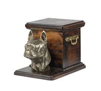 Art-Dog Urna Conmemorativa para Perros Personalizada Hecha a Mano - Cabeza de Perro de Bronce Fundido en Frío sobre Base de Abedul - 19cmx31cmx22cm - Terrier de Boston