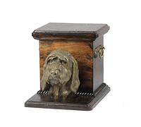 Art-Dog Urna Conmemorativa para Perros Personalizada Hecha a Mano - Cabeza de Perro de Bronce Fundido en Frío sobre Base de Abedul - 19cmx31cmx22cm - Gran Basset Grifo vendeano