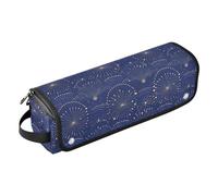 Art Dots and Lines - Bolsa de viaje para herramientas de pelo azul y alfombrilla resistente al calor con cremallera, impermeable, organizador de viaje para rizadores, rizadores, secador de pelo