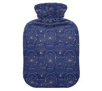 Art Dots and Lines - Bonita botella de agua caliente azul con funda suave, botella de agua caliente de 2 L para cama para artritis