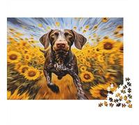 Art du Chien courant | Pour Adultes |Style tournesol Vibrant| 70x50cm/1000pcs Puzzles Jeux Éducatifs Puzzles De Décoration Intérieure