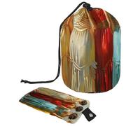 Art Elegant - Bolsas de cosméticos de viaje alineadas para mujer, bolsa de maquillaje plegable con cordón, bolsa de aseo portátil, Art Elegant Women Lined Up, 9.9x6.9in/25.2x17.6cm;6x3.5in/15.2x8.8cm,