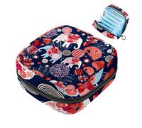 Art Elephants - Bolsa de almacenamiento de servilletas sanitarias, bolsa grande para copa menstrual con cremallera, bolsa de almohadillas para el período, bolsa para almacenar panty forros, tampones