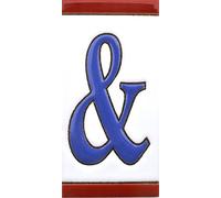 ART ESCUDELLERS Numeros y Letras en azulejo de Ceramica, Pintados a Mano en técnica Cuerda Seca para Nombres, direcciones y señaléctica. Diseño USA Mediano 10,9 cm x 5,4 cm. (SIMBOLO &)