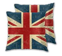 Art Fan-Design Juego de 2 fundas de cojín con diseño de bandera británica, estilo vintage, para sofá, silla, sofá, dormitorio, decoración