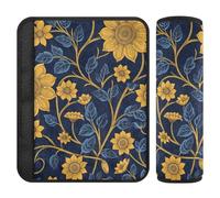 Art Floral Ethnic Gold Blue - Paquete de 2 almohadillas para correa de asiento de automóvil, evita que el cinturón de seguridad corte en el cuello, funda para cinturón de seguridad para SUV, furgoneta