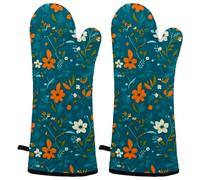 Art Flower - Guantes de cocina resistentes al calor, de silicona antideslizante, para hornear y asar
